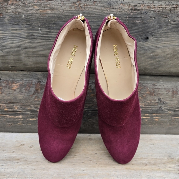 Nine West NEW Navajoe Rich Burgundy Suede, Hidden Platform, Comfort Bootie 8M - Picture 6 of 15